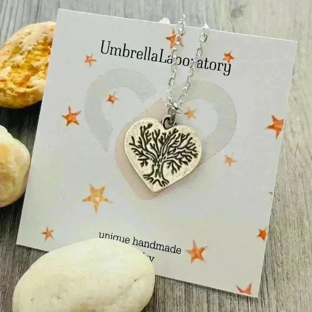 Tree of life heart necklace silver hippy jewelry for women - Picture 6 of 10